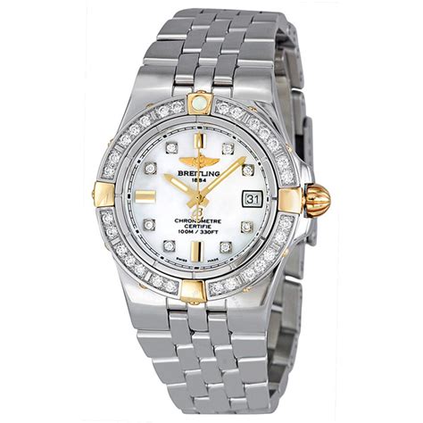 Breitling Galactic 30 Diamond White Dial Gold an 